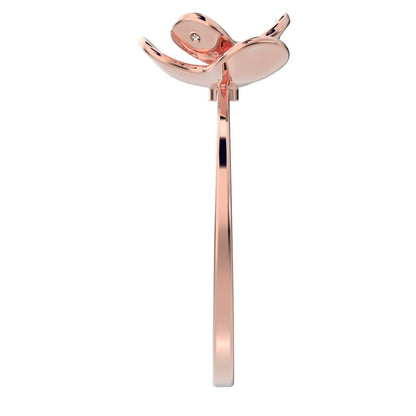 0.16 ct Round Cut Simulated Clear Diamond dainty Minimalist halo cluster Cocktail floral 14K / 18K Solid Rose Gold everyday ring