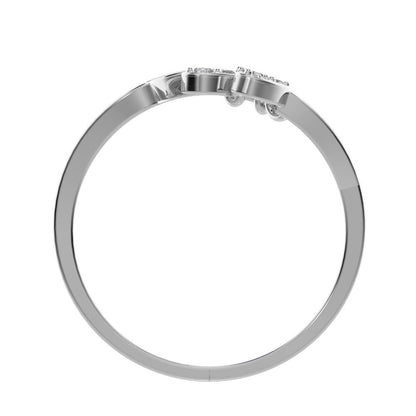0.0825Ct Round Cut Simulated Clear Diamond Minimalist 3 heads floral eye cluster light 14K / 18K Solid White Gold everyday wedding band