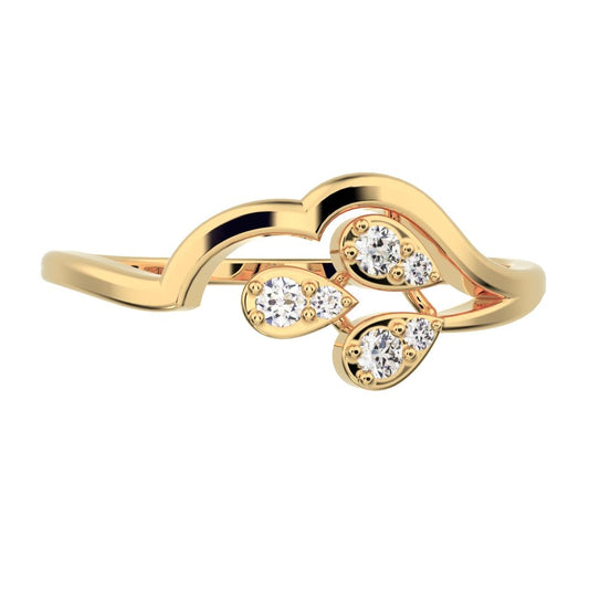 0.0825Ct Round Cut Simulated Clear Diamond Minimalist 3 heads floral eye cluster light 14K / 18K Solid Yellow Gold everyday wedding band