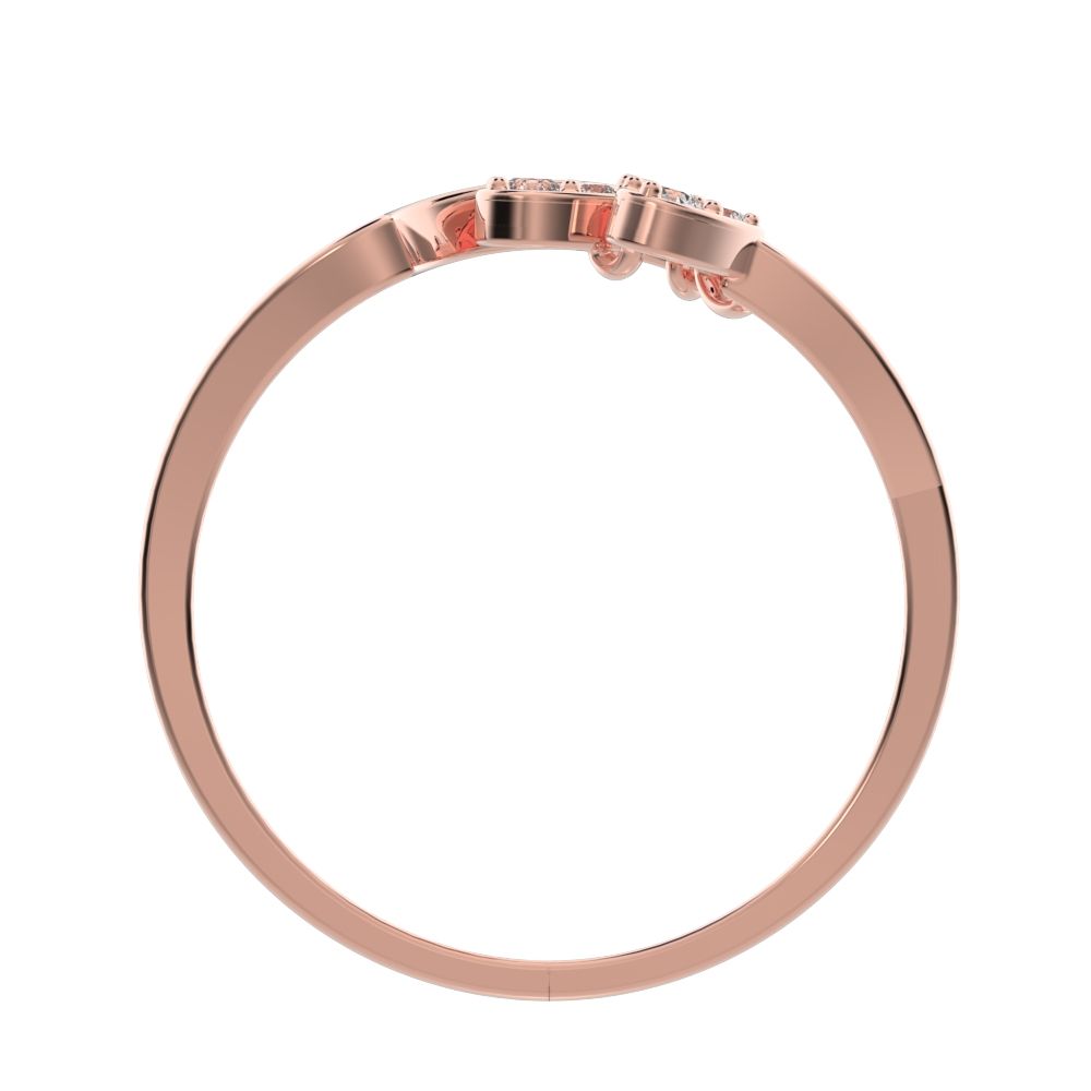 0.0825Ct Round Cut Simulated Clear Diamond Minimalist 3 heads floral eye cluster light 14K / 18K Solid Rose Gold everyday wedding band