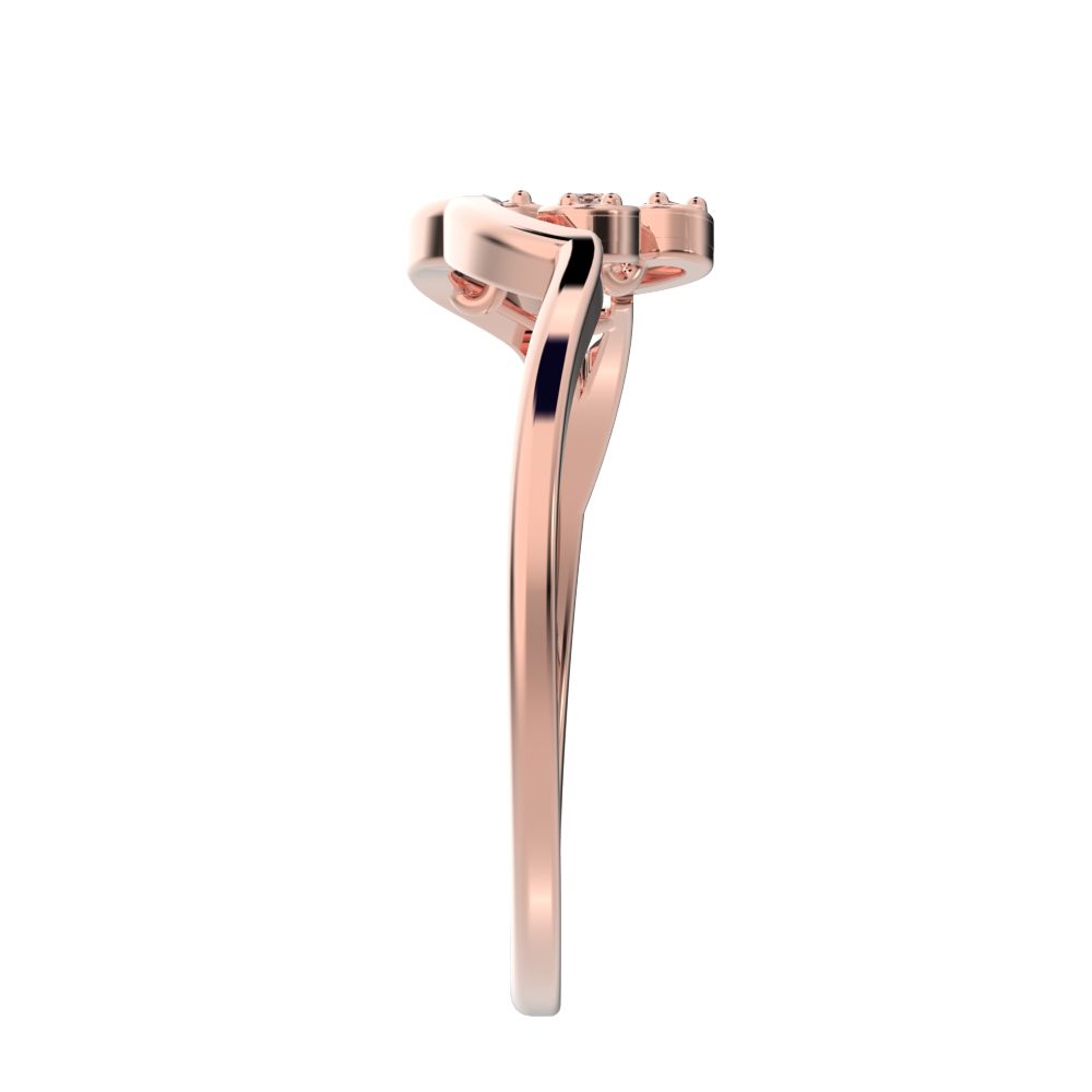0.0825Ct Round Cut Simulated Clear Diamond Minimalist 3 heads floral eye cluster light 14K / 18K Solid Rose Gold everyday wedding band