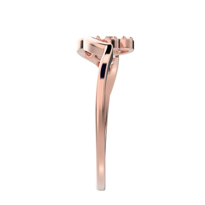 0.0825Ct Round Cut Simulated Clear Diamond Minimalist 3 heads floral eye cluster light 14K / 18K Solid Rose Gold everyday wedding band