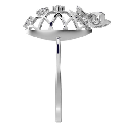 0.08 ct Round Cut Moissanite dainty Minimalist Floral European coil vintage star 14K / 18K Solid White Gold everyday ring