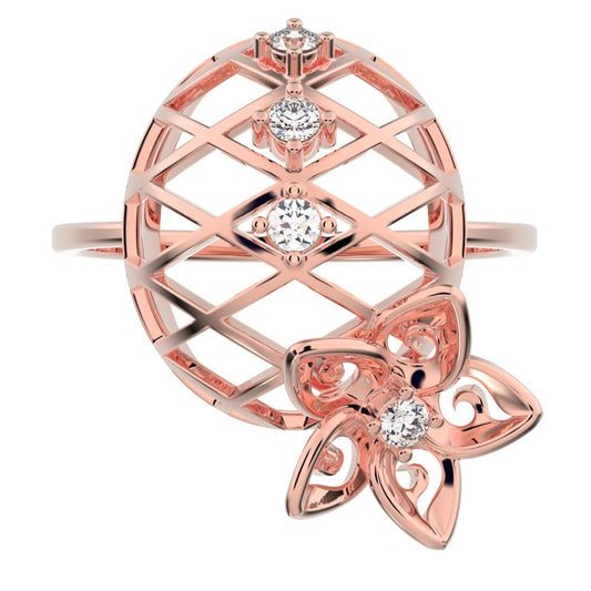 0.08 ct Round Cut Moissanite dainty Minimalist Floral European coil vintage star 14K / 18K Solid Rose Gold everyday ring