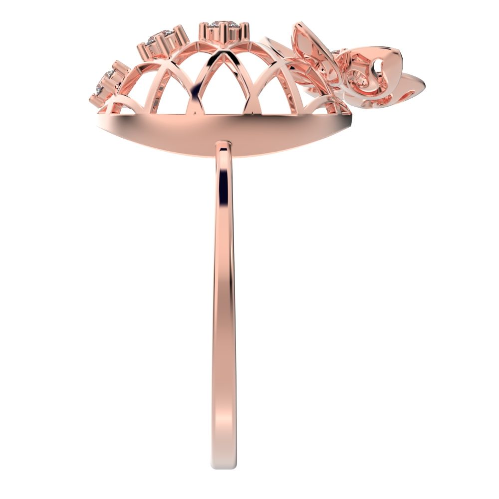 0.08 ct Round Cut Simulated Clear Diamond dainty Minimalist Floral European coil vintage star 14K / 18K Solid Rose Gold everyday ring