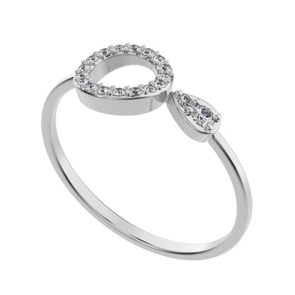 0.125 ct Round Cut Simulated Clear Diamond dainty Minimalist Circle eye Cocktail light hoop 14K / 18K Solid White Gold everyday ring
