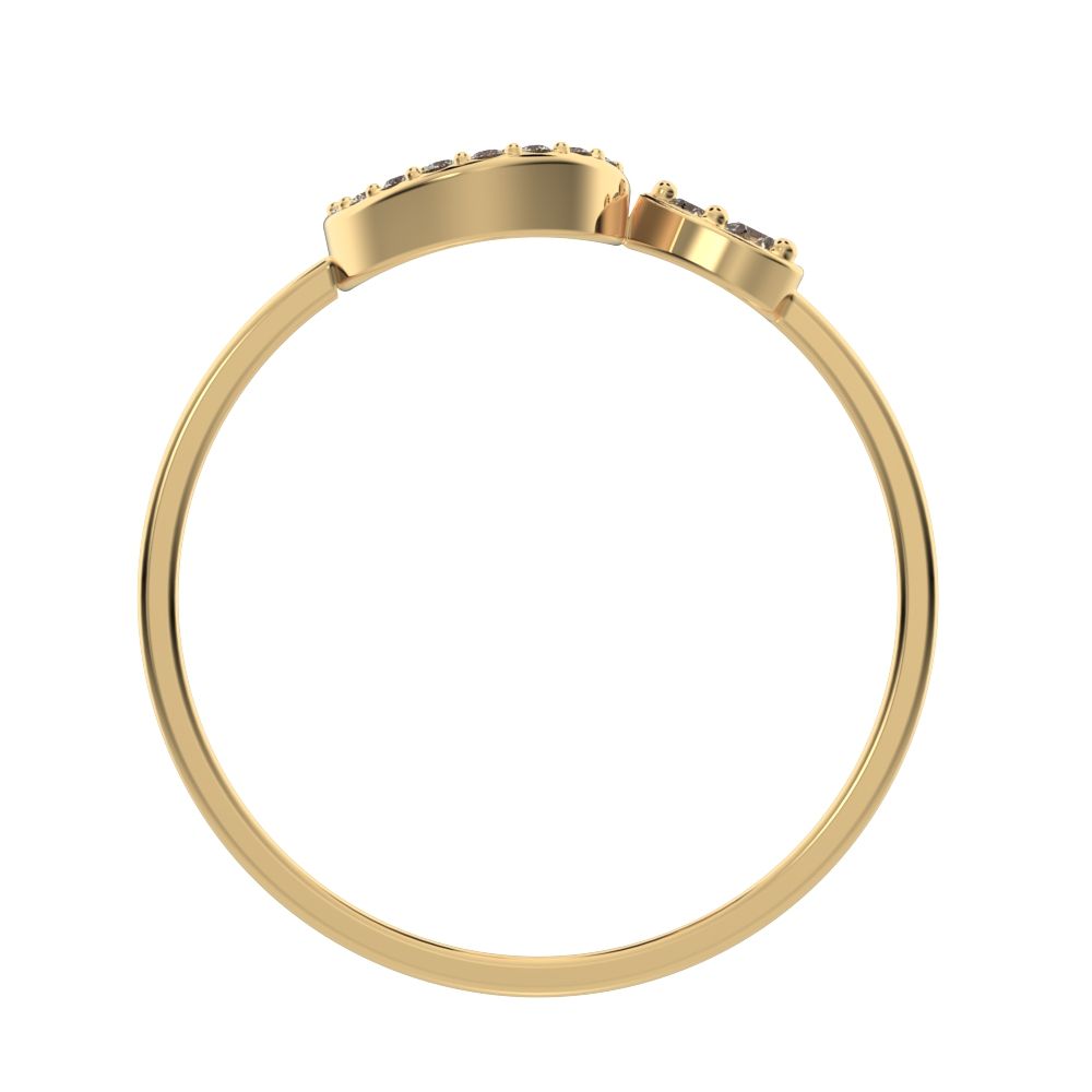 0.125 ct Round Cut Moissanite dainty Minimalist Circle eye Cocktail light hoop 14K / 18K Solid Yellow Gold everyday ring