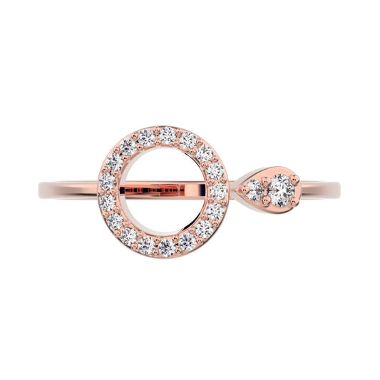 0.125 ct Round Cut Simulated Clear Diamond dainty Minimalist Circle eye Cocktail light hoop 14K / 18K Solid Rose Gold everyday ring