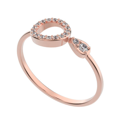 0.125 ct Round Cut Simulated Clear Diamond dainty Minimalist Circle eye Cocktail light hoop 14K / 18K Solid Rose Gold everyday ring