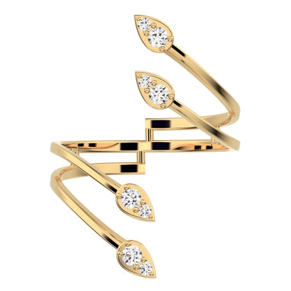0.16 ct Round Cut Moissanite dainty Minimalist 4 heads floral eye cluster arrow 14K / 18K Solid Yellow Gold everyday ring