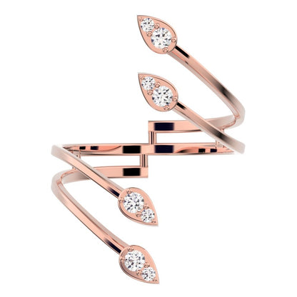 0.16 ct Round Cut Moissanite dainty Minimalist 4 heads floral eye cluster arrow 14K / 18K Solid Rose Gold everyday ring