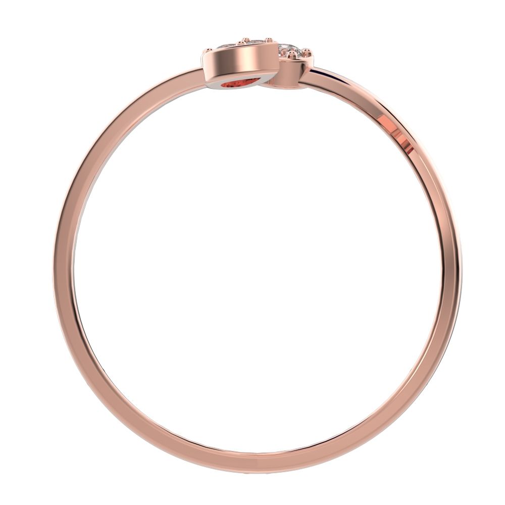 0.16 ct Round Cut Simulated Clear Diamond dainty Minimalist 4 heads floral eye cluster arrow 14K / 18K Solid Rose Gold everyday ring