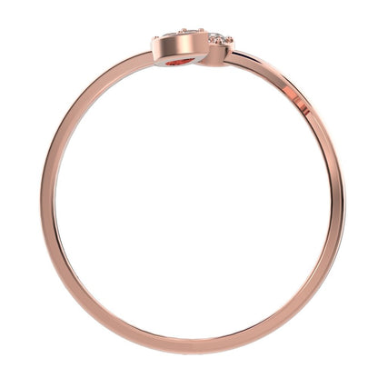 0.16 ct Round Cut Simulated Clear Diamond dainty Minimalist 4 heads floral eye cluster arrow 14K / 18K Solid Rose Gold everyday ring