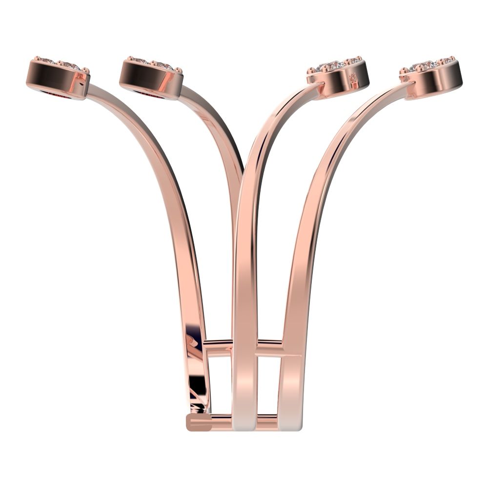 0.16 ct Round Cut Moissanite dainty Minimalist 4 heads floral eye cluster arrow 14K / 18K Solid Rose Gold everyday ring