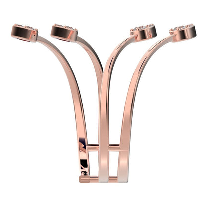 0.16 ct Round Cut Moissanite dainty Minimalist 4 heads floral eye cluster arrow 14K / 18K Solid Rose Gold everyday ring