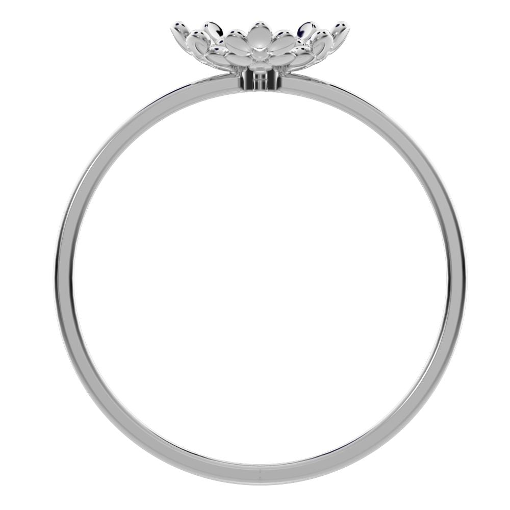 0.03 ct Round Cut Simulated Clear Diamond dainty Minimalist floral halo light 14K / 18K Solid White Gold everyday ring