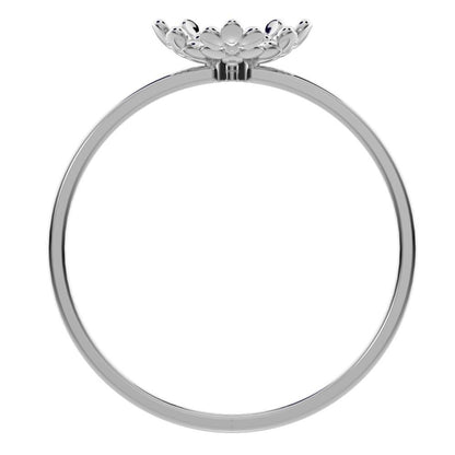 0.03 ct Round Cut Moissanite dainty Minimalist floral halo light 14K / 18K Solid White Gold everyday ring