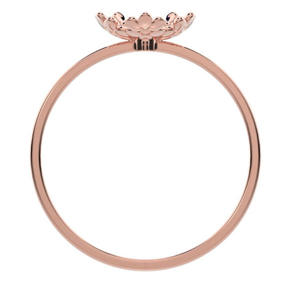 0.03 ct Round Cut Simulated Clear Diamond dainty Minimalist floral halo light 14K / 18K Solid Rose Gold everyday ring