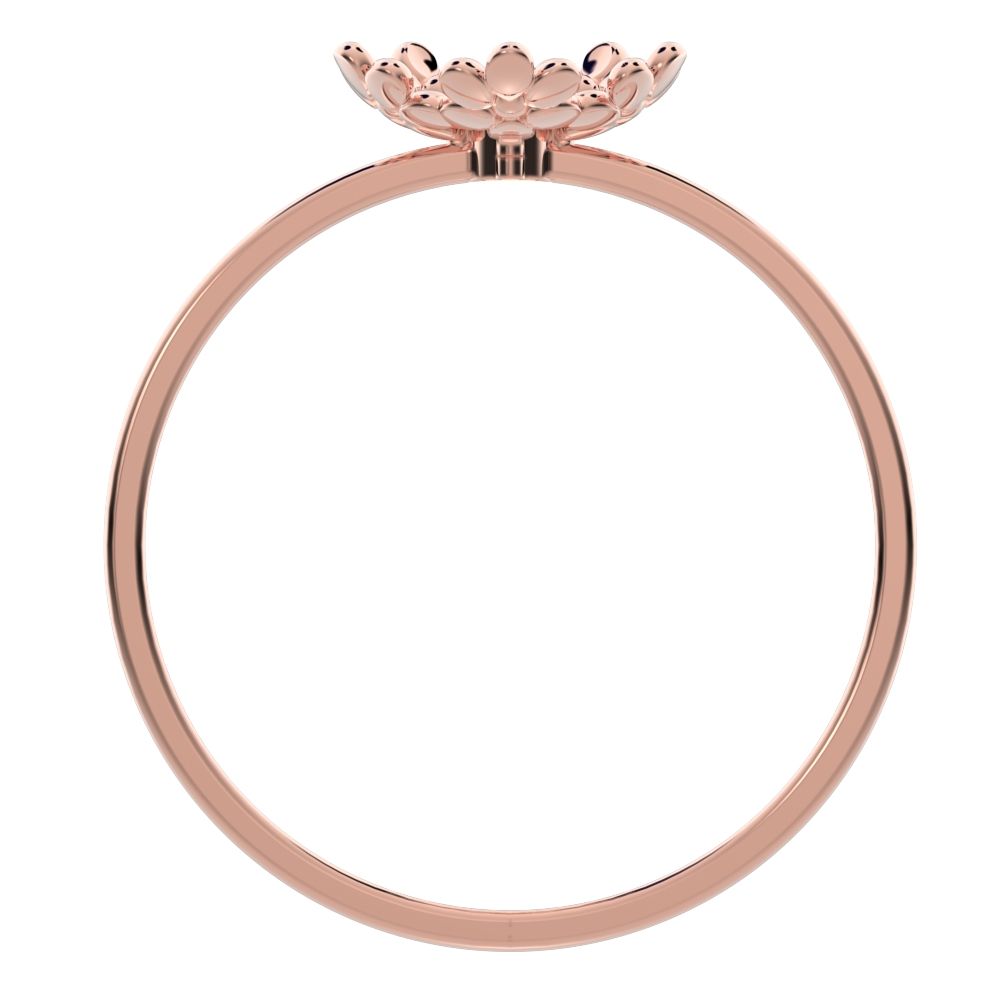 0.03 ct Round Cut Moissanite dainty Minimalist floral halo light 14K / 18K Solid Rose Gold everyday ring