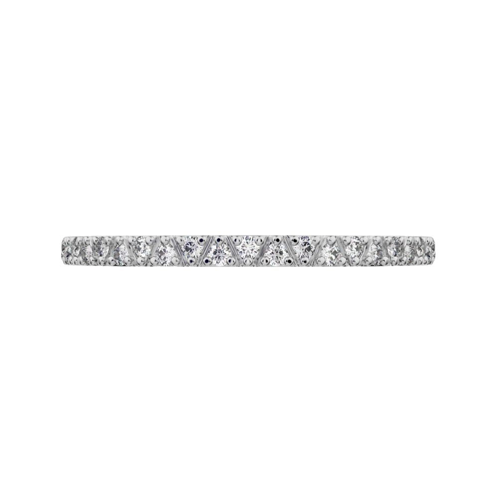0.1725Ct Round Cut Simulated Clear Diamond dainty Minimalist Stackable Arrow Half Eternity 14K / 18K Solid White Gold everyday wedding band