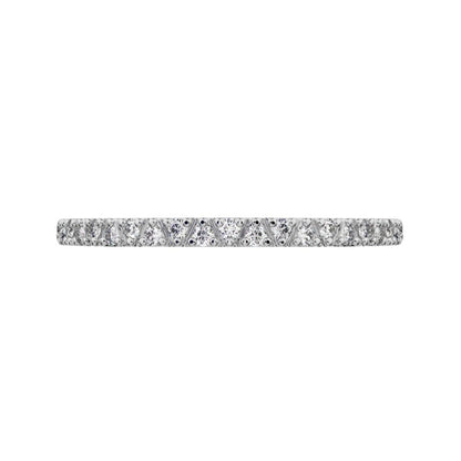 0.1725 ct Round Cut Moissanite dainty Minimalist Stackable Arrow Half Eternity 14K / 18K Solid White Gold everyday wedding band