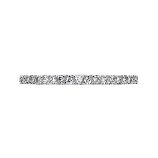 0.1725 ct Round Cut Moissanite dainty Minimalist Stackable Arrow Half Eternity 14K / 18K Solid White Gold everyday wedding band
