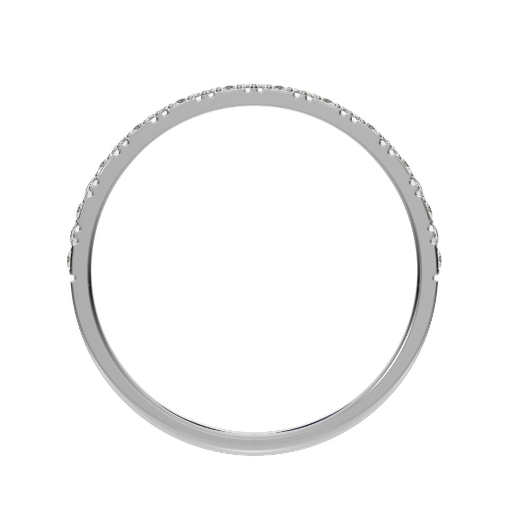 0.1725Ct Round Cut Simulated Clear Diamond dainty Minimalist Stackable Arrow Half Eternity 14K / 18K Solid White Gold everyday wedding band