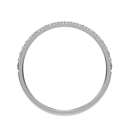 0.1725Ct Round Cut Simulated Clear Diamond dainty Minimalist Stackable Arrow Half Eternity 14K / 18K Solid White Gold everyday wedding band
