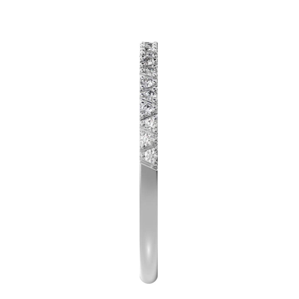 0.1725Ct Round Cut Simulated Clear Diamond dainty Minimalist Stackable Arrow Half Eternity 14K / 18K Solid White Gold everyday wedding band