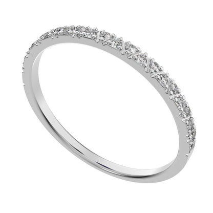 0.1725 ct Round Cut Moissanite dainty Minimalist Stackable Arrow Half Eternity 14K / 18K Solid White Gold everyday wedding band