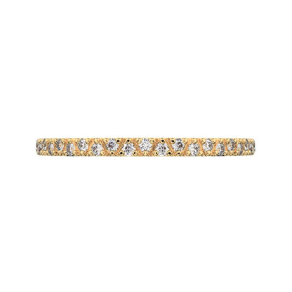 0.1725Ct Round Cut Simulated Clear Diamond Minimalist Stackable Arrow Half Eternity 14K / 18K Solid Yellow Gold everyday wedding band