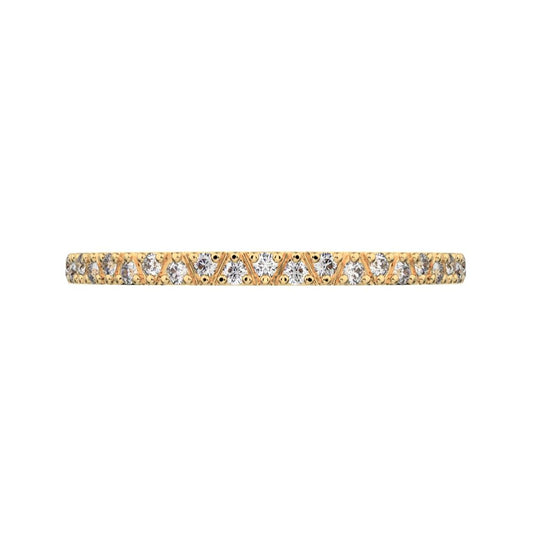 0.1725Ct Round Cut Simulated Clear Diamond Minimalist Stackable Arrow Half Eternity 14K / 18K Solid Yellow Gold everyday wedding band
