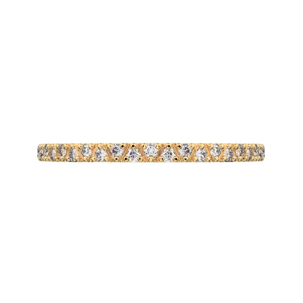 0.1725 ct Round Cut Moissanite dainty Minimalist Stackable Arrow Half Eternity 14K / 18K Solid Yellow Gold everyday wedding band
