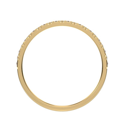 0.1725Ct Round Cut Simulated Clear Diamond Minimalist Stackable Arrow Half Eternity 14K / 18K Solid Yellow Gold everyday wedding band