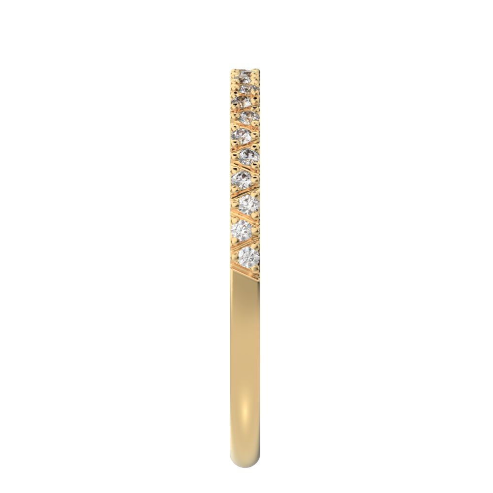 0.1725 ct Round Cut Moissanite dainty Minimalist Stackable Arrow Half Eternity 14K / 18K Solid Yellow Gold everyday wedding band