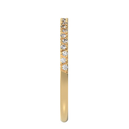 0.1725 ct Round Cut Moissanite dainty Minimalist Stackable Arrow Half Eternity 14K / 18K Solid Yellow Gold everyday wedding band