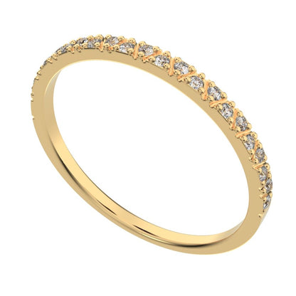 0.1725Ct Round Cut Simulated Clear Diamond Minimalist Stackable Arrow Half Eternity 14K / 18K Solid Yellow Gold everyday wedding band
