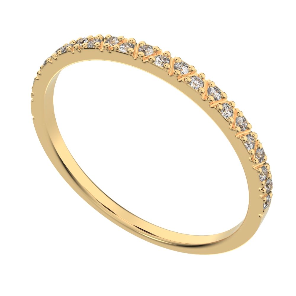 0.1725 ct Round Cut Moissanite dainty Minimalist Stackable Arrow Half Eternity 14K / 18K Solid Yellow Gold everyday wedding band