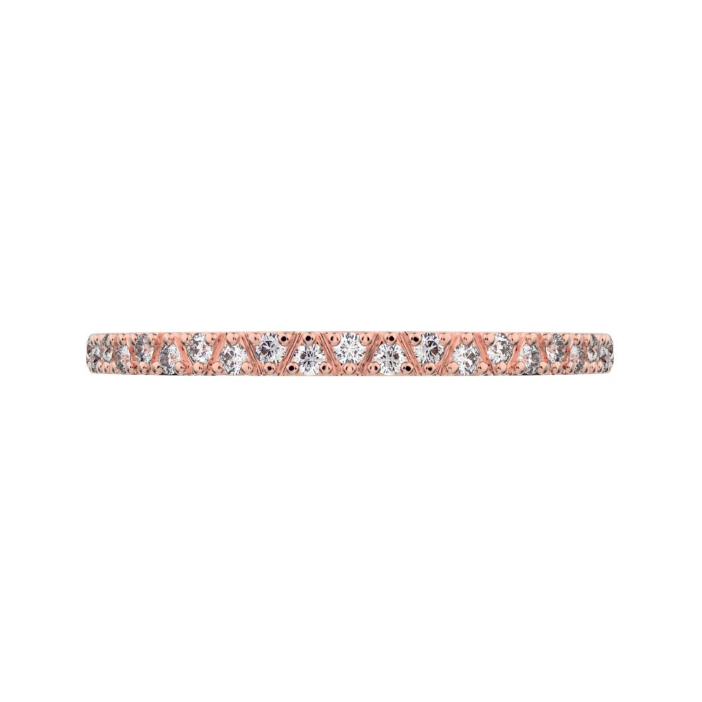 0.1725 ct Round Cut Simulated Clear Diamond dainty Minimalist Stackable Arrow Half Eternity 14K / 18K Solid Rose Gold everyday wedding band