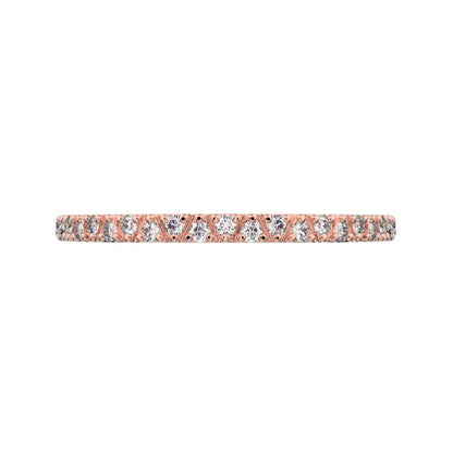 0.1725 ct Round Cut Simulated Clear Diamond dainty Minimalist Stackable Arrow Half Eternity 14K / 18K Solid Rose Gold everyday wedding band