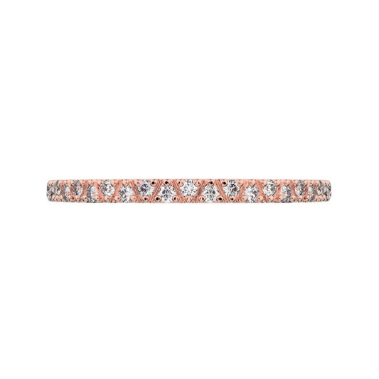 0.1725 ct Round Cut Moissanite dainty Minimalist Stackable Arrow Half Eternity 14K / 18K Solid Rose Gold everyday wedding band