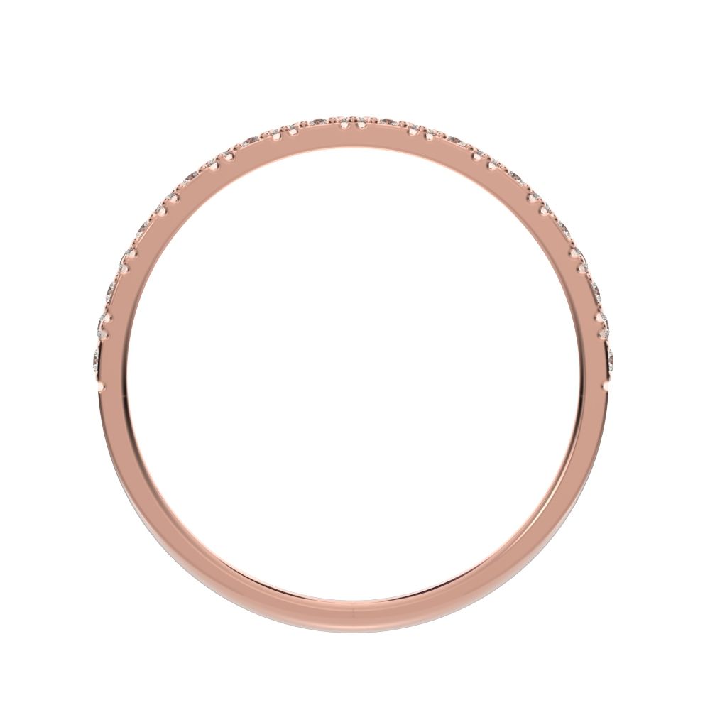 0.1725 ct Round Cut Moissanite dainty Minimalist Stackable Arrow Half Eternity 14K / 18K Solid Rose Gold everyday wedding band