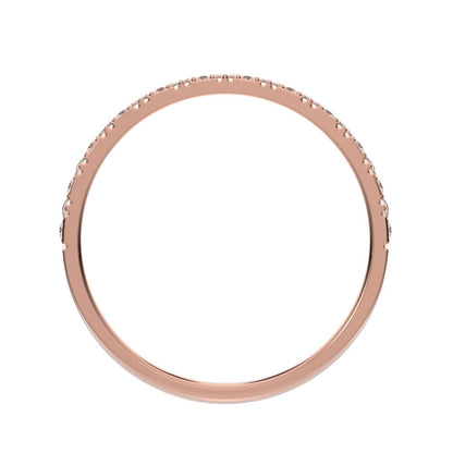 0.1725 ct Round Cut Moissanite dainty Minimalist Stackable Arrow Half Eternity 14K / 18K Solid Rose Gold everyday wedding band