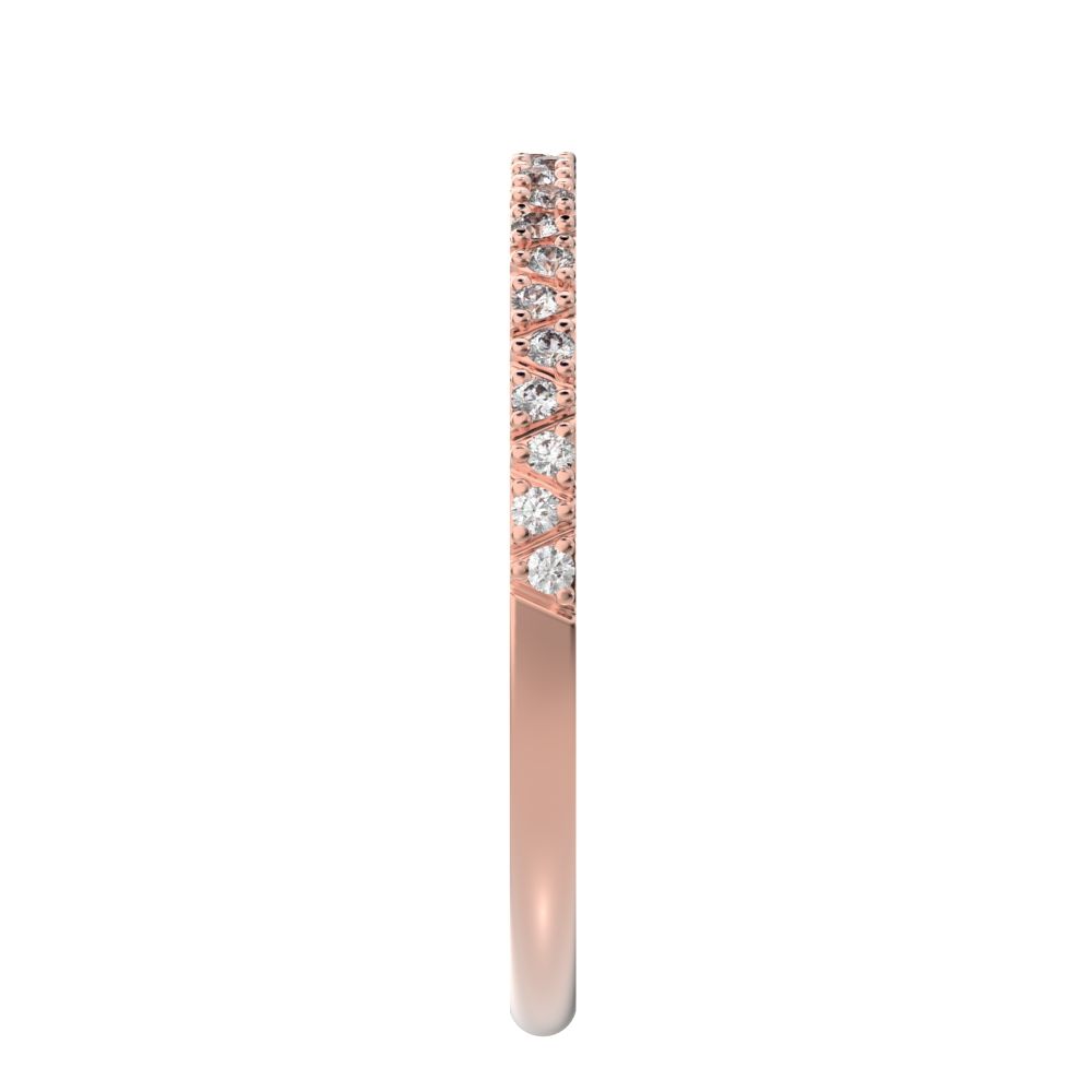 0.1725 ct Round Cut Moissanite dainty Minimalist Stackable Arrow Half Eternity 14K / 18K Solid Rose Gold everyday wedding band