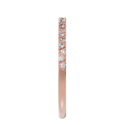 0.1725 ct Round Cut Moissanite dainty Minimalist Stackable Arrow Half Eternity 14K / 18K Solid Rose Gold everyday wedding band