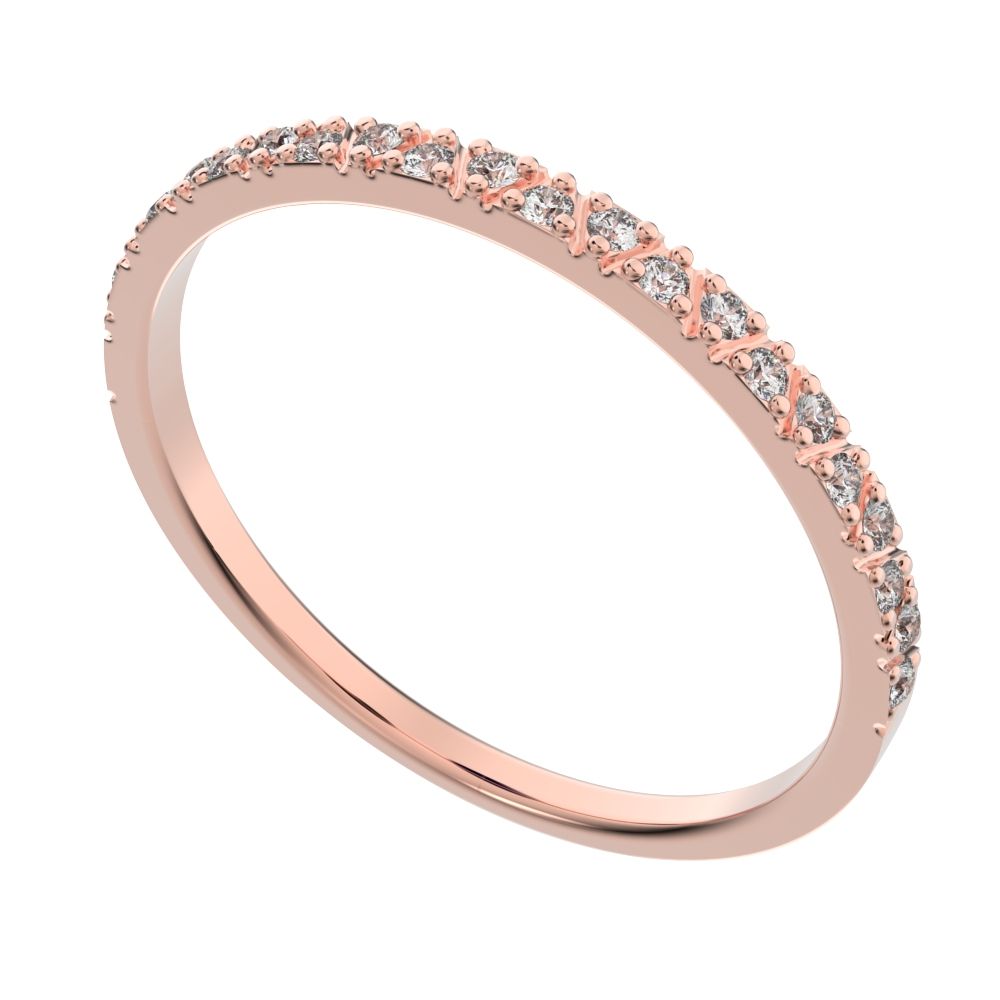 0.1725 ct Round Cut Moissanite dainty Minimalist Stackable Arrow Half Eternity 14K / 18K Solid Rose Gold everyday wedding band