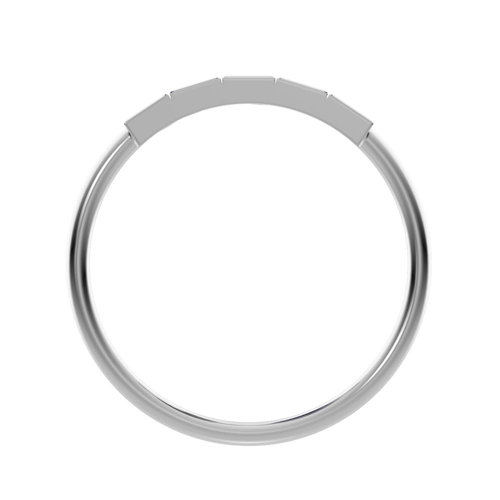 0.3Ct Princess Cut Simulated Clear Diamond dainty Stackable Minimalist bezel Half Eternity 14K / 18K Solid White Gold everyday wedding band