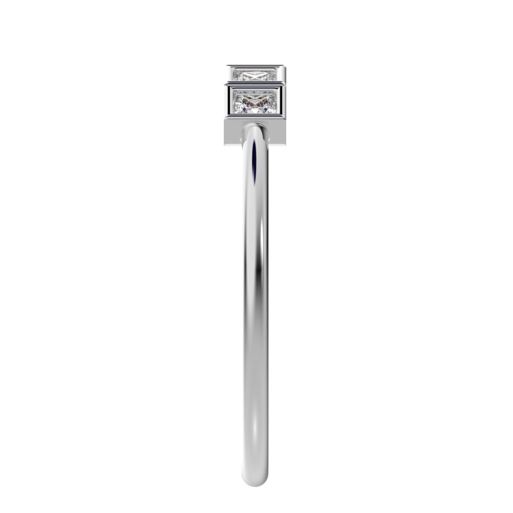 0.3Ct Princess Cut Simulated Clear Diamond dainty Stackable Minimalist bezel Half Eternity 14K / 18K Solid White Gold everyday wedding band