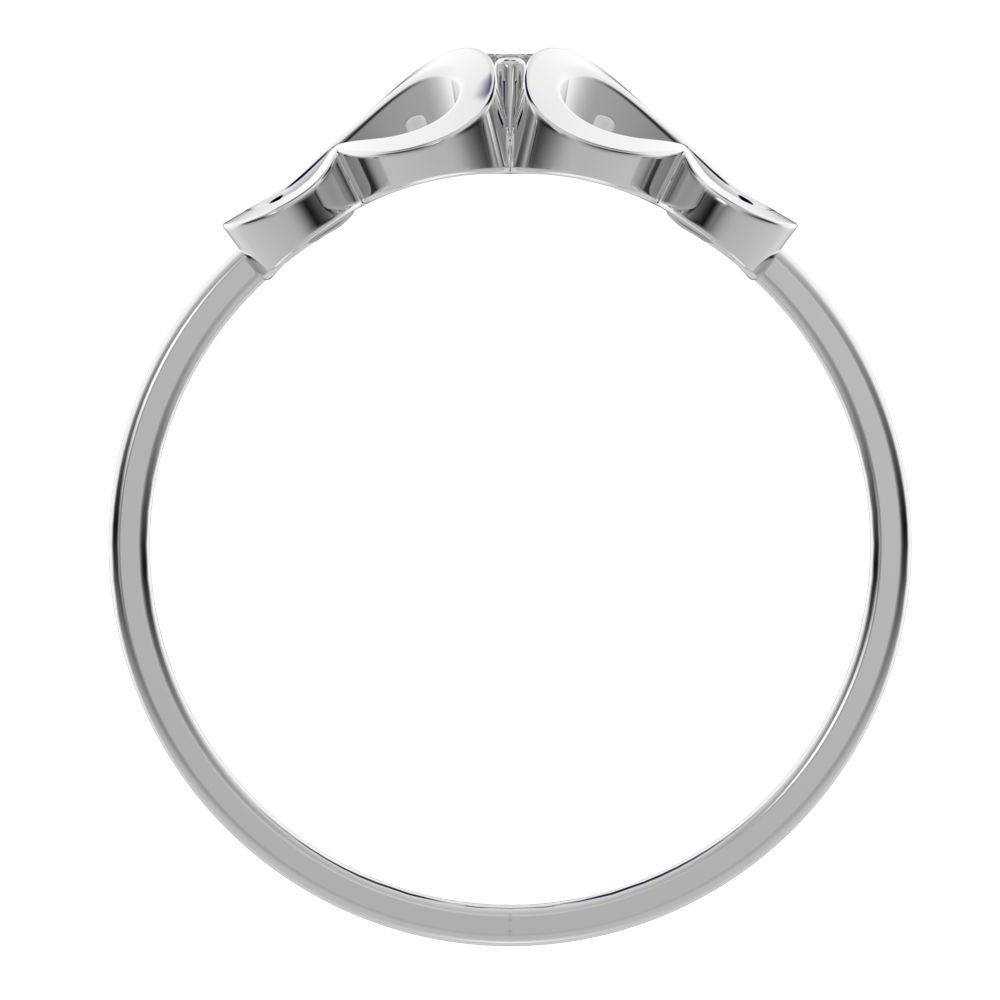 0.04 ct Round Cut Moissanite dainty Minimalist butterfly heart cluster halo floral 14K / 18K Solid White Gold everyday wedding band