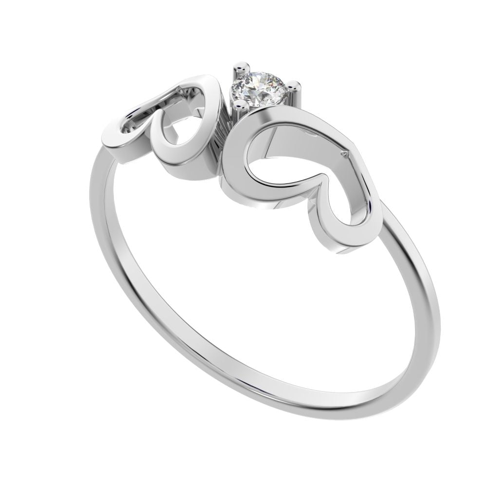 0.04 ct Round Cut Moissanite dainty Minimalist butterfly heart cluster halo floral 14K / 18K Solid White Gold everyday wedding band